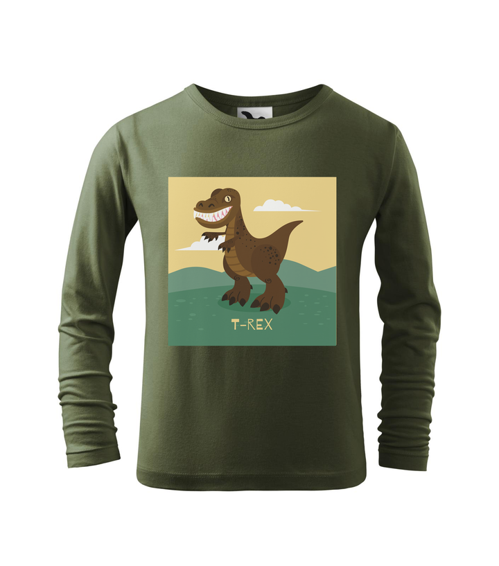 T-Rex - Hosszú ujjú gyerek póló khaki