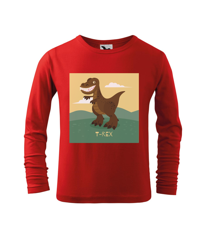 T-Rex - Hosszú ujjú gyerek póló piros