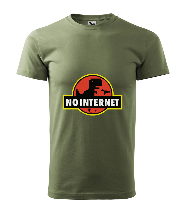 T-Rex - no internet - Férfi póló khaki
