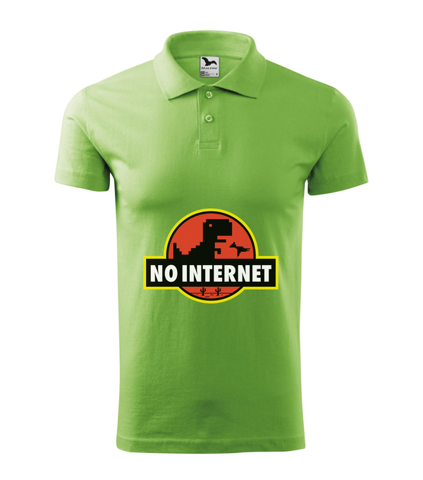 T-Rex - no internet - Galléros férfi póló borsózöld