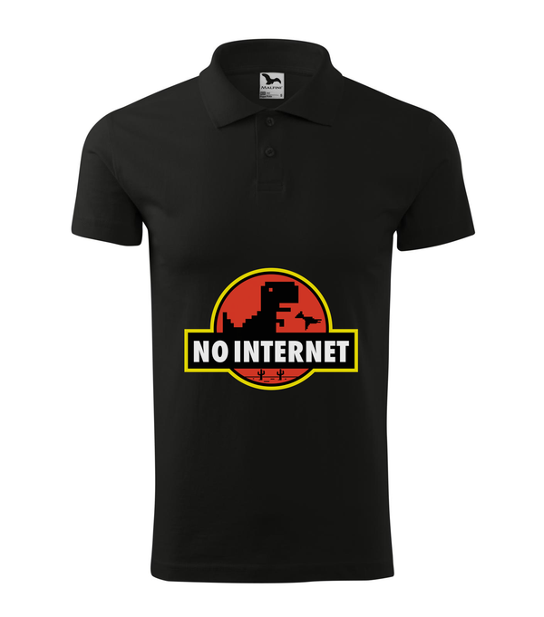 T-Rex - no internet - Galléros férfi póló fekete