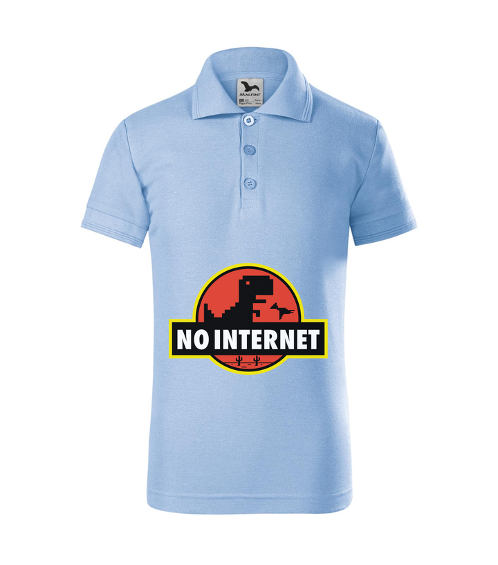 T-Rex - no internet - Galléros gyerek póló égszínkék