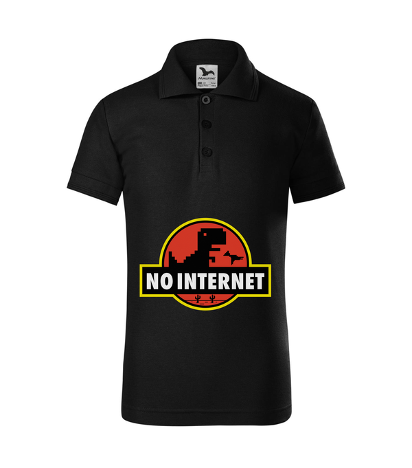 T-Rex - no internet - Galléros gyerek póló fekete