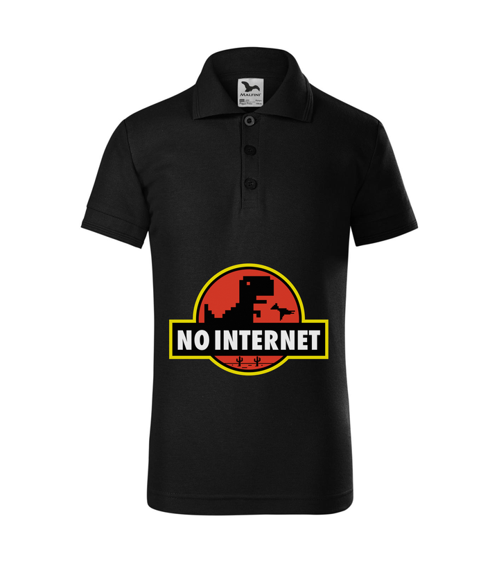 T-Rex - no internet - Galléros gyerek póló fekete