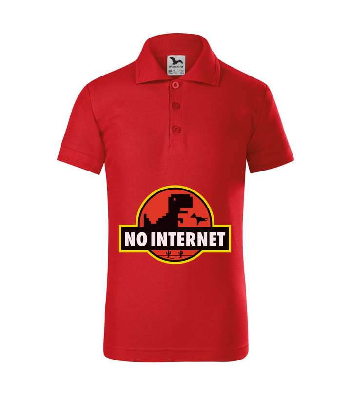 T-Rex - no internet - Galléros gyerek póló piros