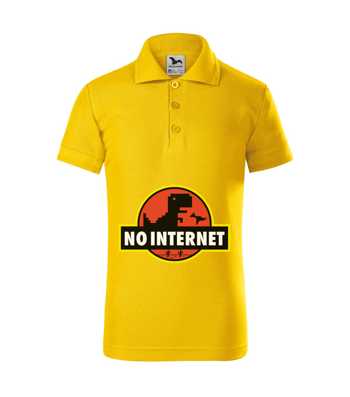 T-Rex - no internet - Galléros gyerek póló sárga