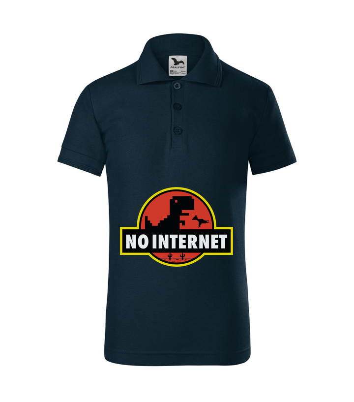 T-Rex - no internet - Galléros gyerek póló tengerészkék