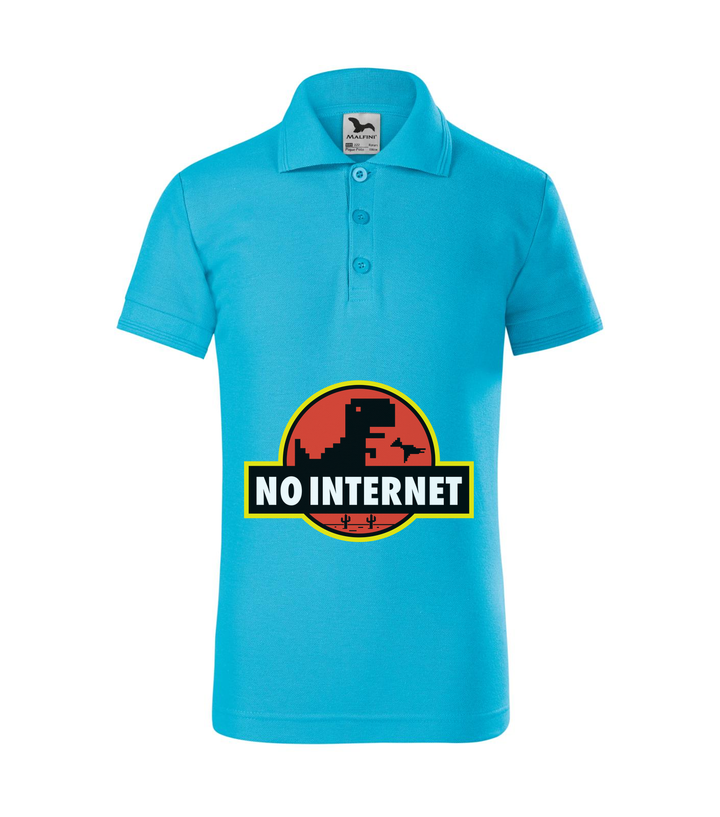 T-Rex - no internet - Galléros gyerek póló türkiz