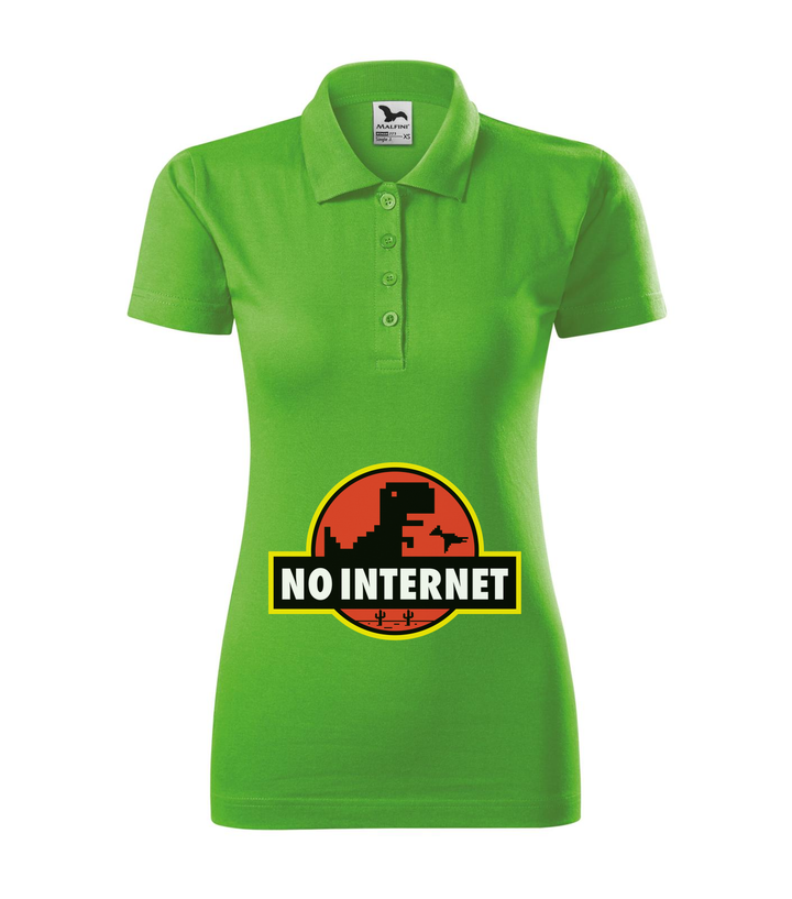 T-Rex - no internet - Galléros női póló almazöld