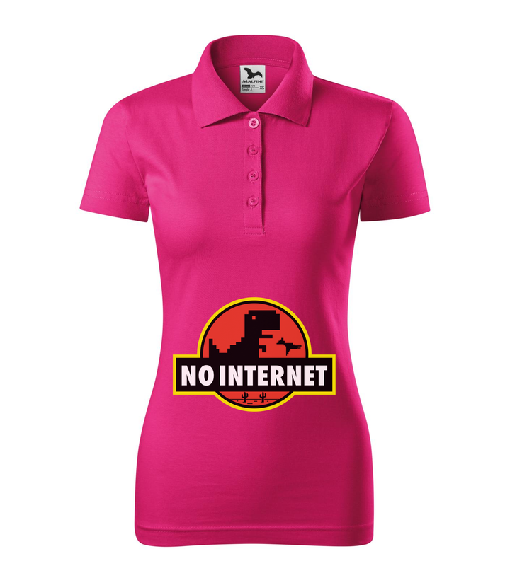 T-Rex - no internet - Galléros női póló bíborszín