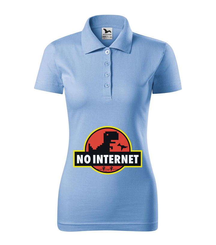 T-Rex - no internet - Galléros női póló égszínkék