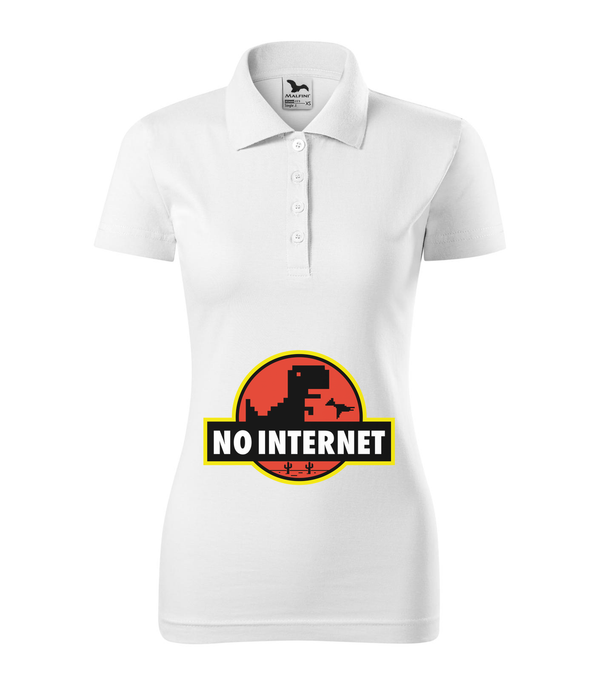 T-Rex - no internet - Galléros női póló fehér