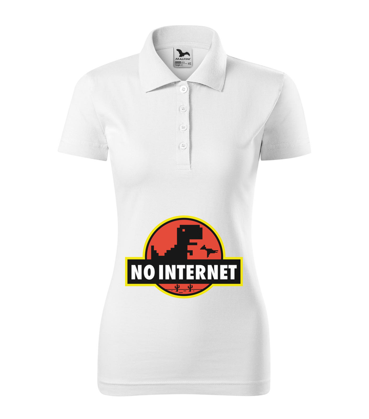 T-Rex - no internet - Galléros női póló fehér