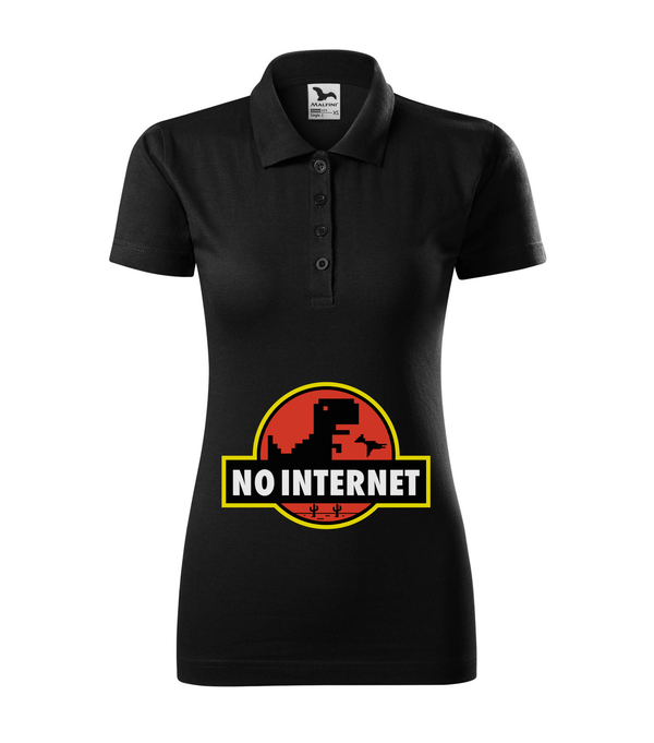 T-Rex - no internet - Galléros női póló fekete