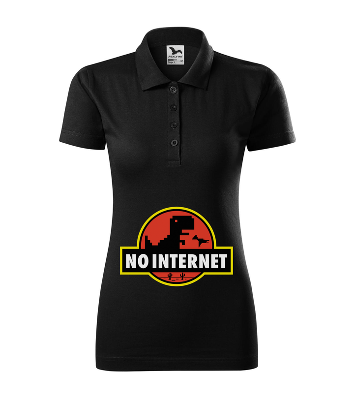 T-Rex - no internet - Galléros női póló fekete