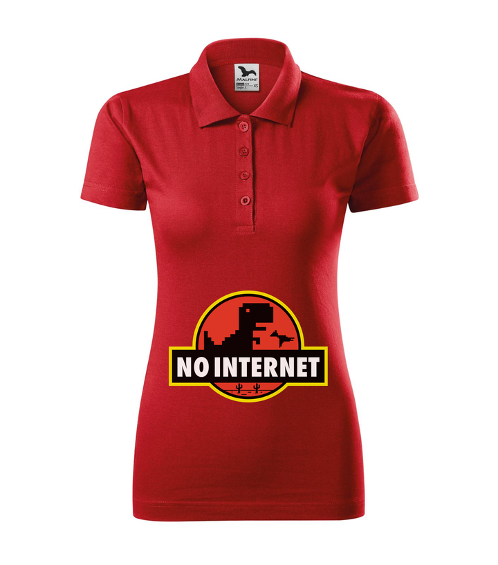 T-Rex - no internet - Galléros női póló piros