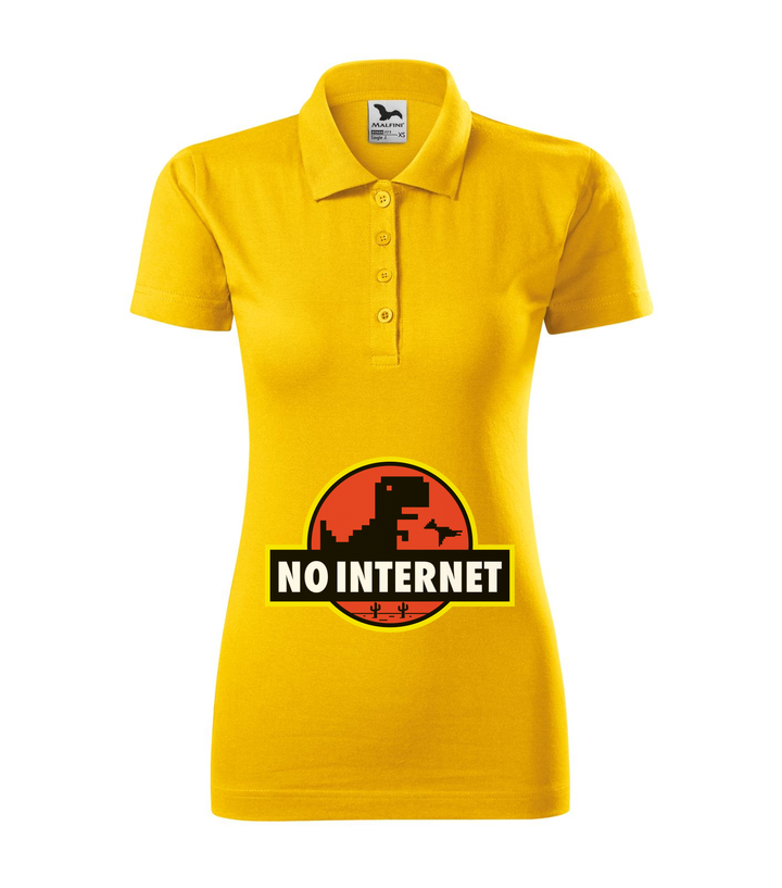 T-Rex - no internet - Galléros női póló sárga