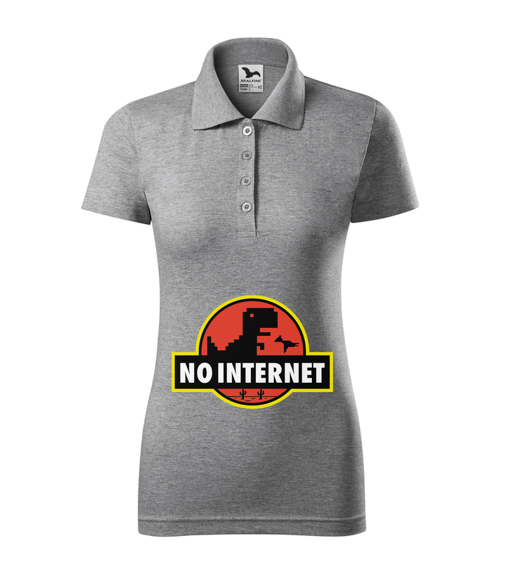T-Rex - no internet - Galléros női póló sötétszürke