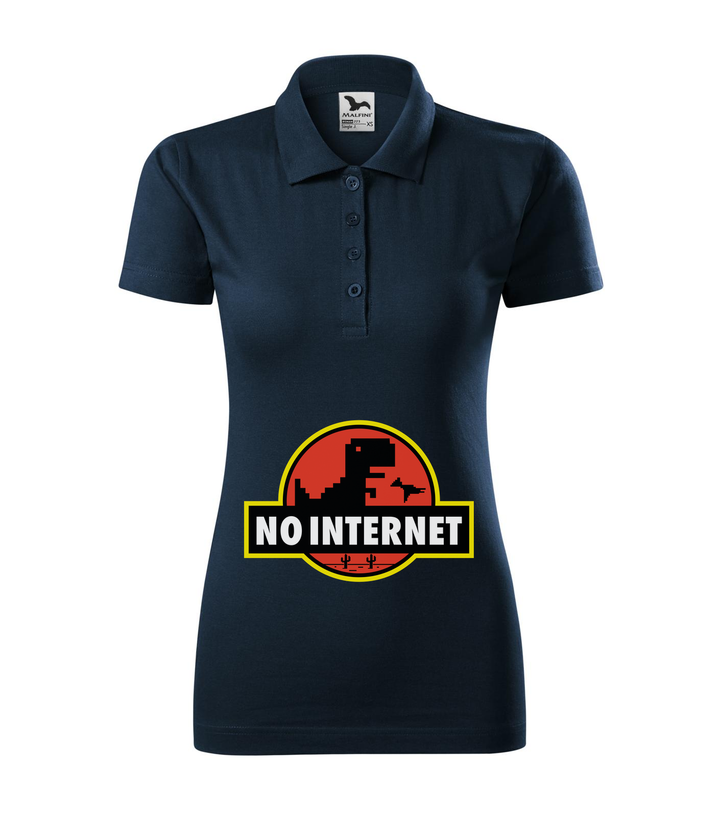 T-Rex - no internet - Galléros női póló tengerészkék