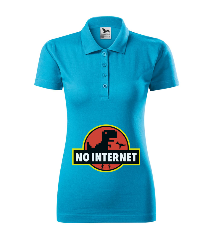 T-Rex - no internet - Galléros női póló türkiz