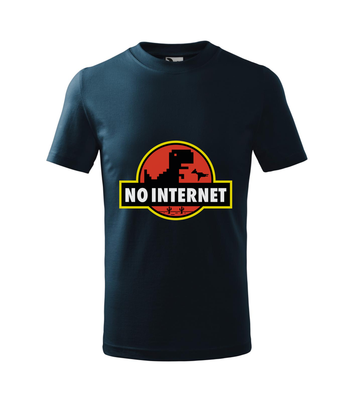 T-Rex - no internet - Gyerek póló tengerészkék