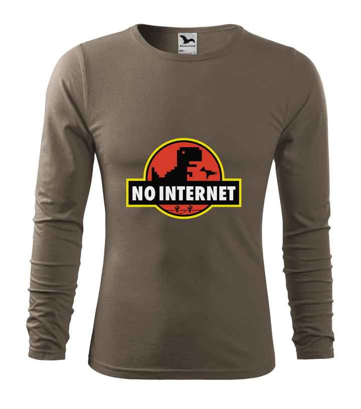 T-Rex - no internet - Hosszú ujjú férfi póló army