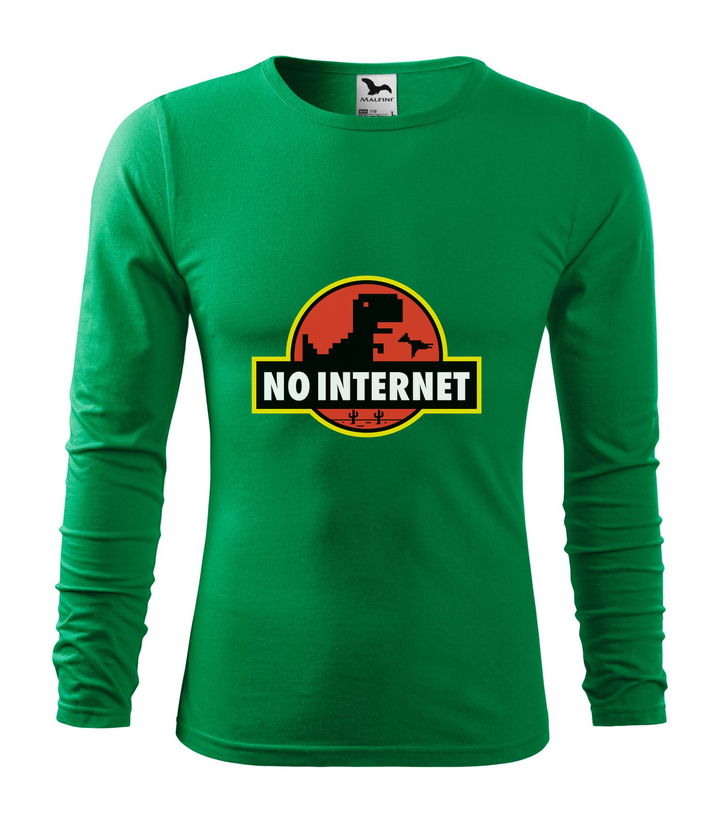T-Rex - no internet - Hosszú ujjú férfi póló fűzöld