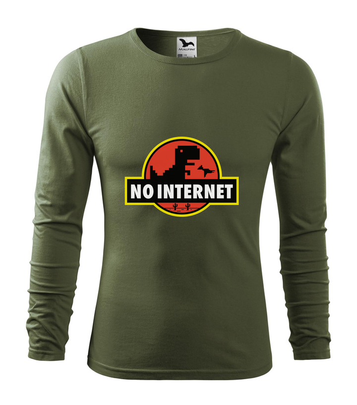 T-Rex - no internet - Hosszú ujjú férfi póló khaki
