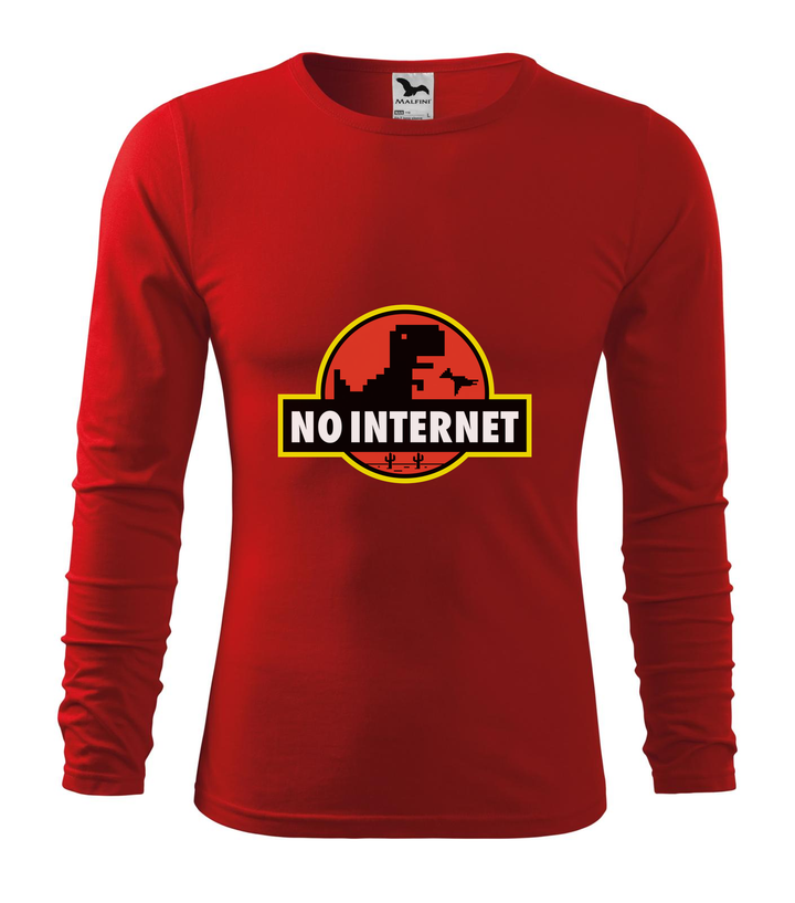 T-Rex - no internet - Hosszú ujjú férfi póló piros