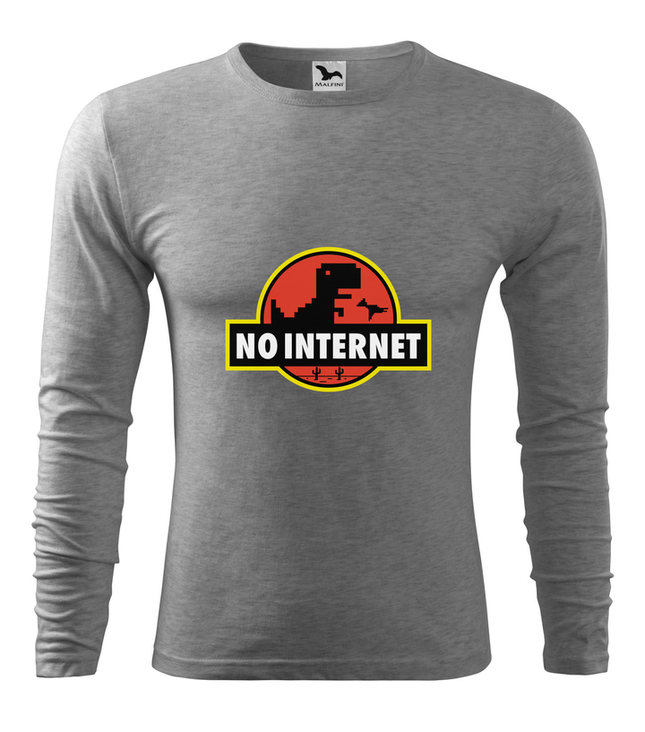 T-Rex - no internet - Hosszú ujjú férfi póló sötétszürke
