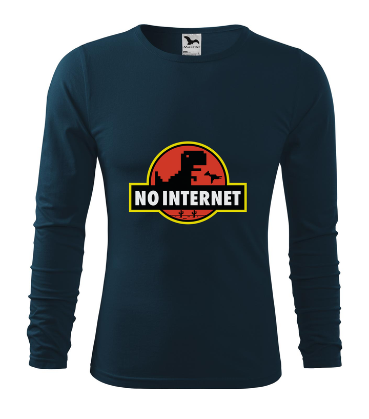 T-Rex - no internet - Hosszú ujjú férfi póló tengerészkék