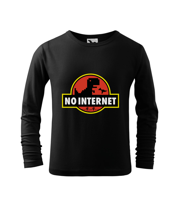 T-Rex - no internet - Hosszú ujjú gyerek póló fekete