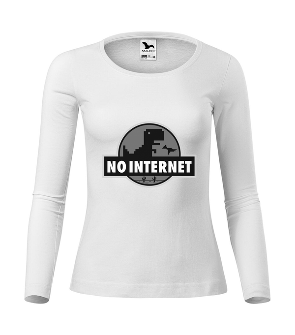 T-Rex - no internet - Hosszú ujjú női póló fehér