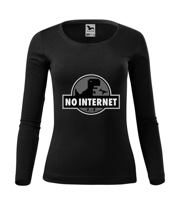 T-Rex - no internet - Hosszú ujjú női póló fekete