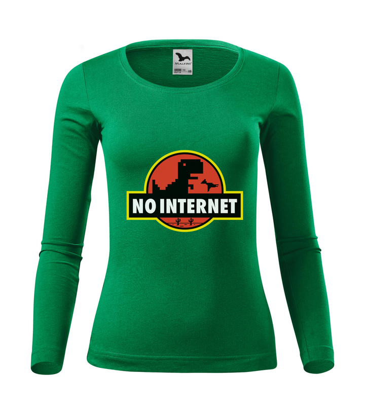 T-Rex - no internet - Hosszú ujjú női póló fűzöld