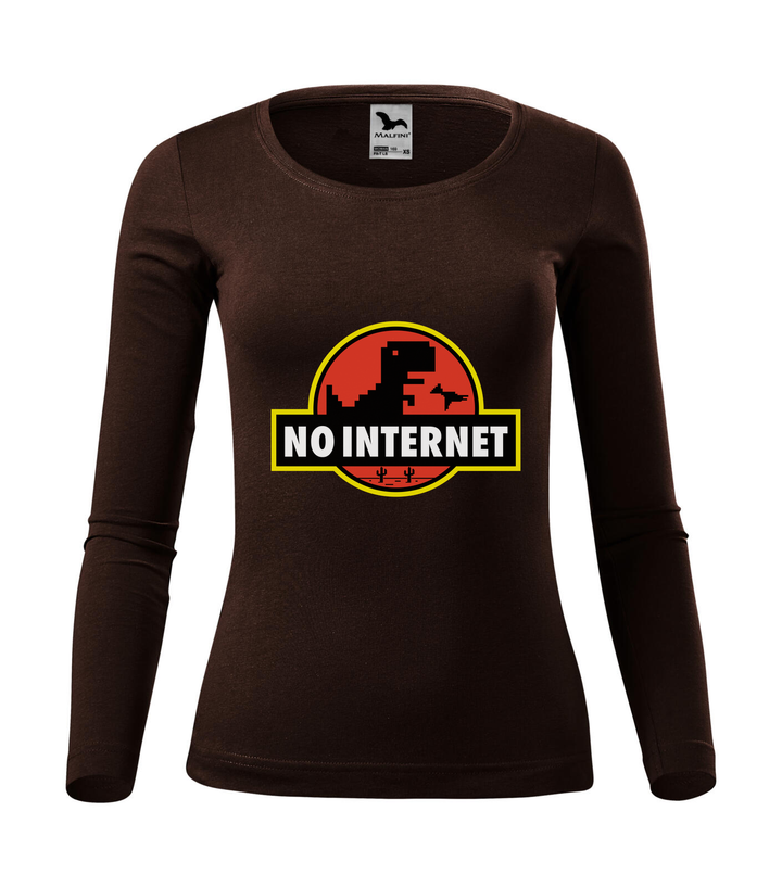 T-Rex - no internet - Hosszú ujjú női póló kávé