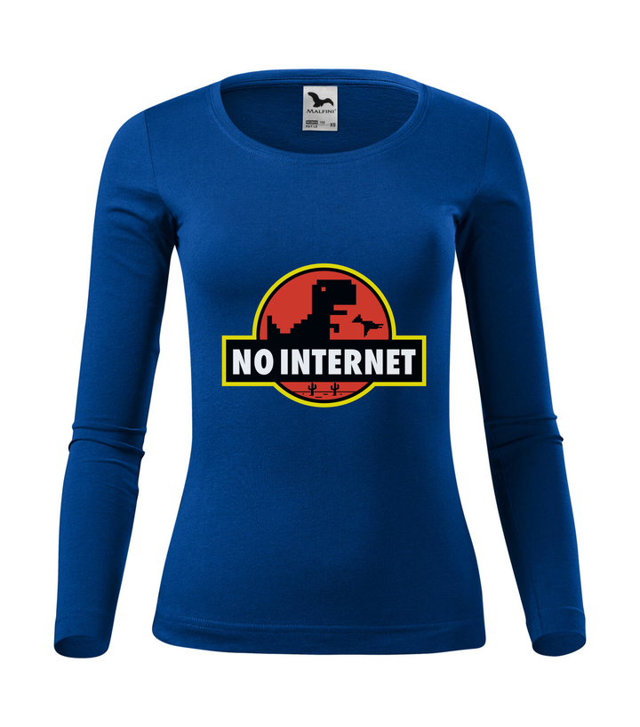 T-Rex - no internet - Hosszú ujjú női póló királykék