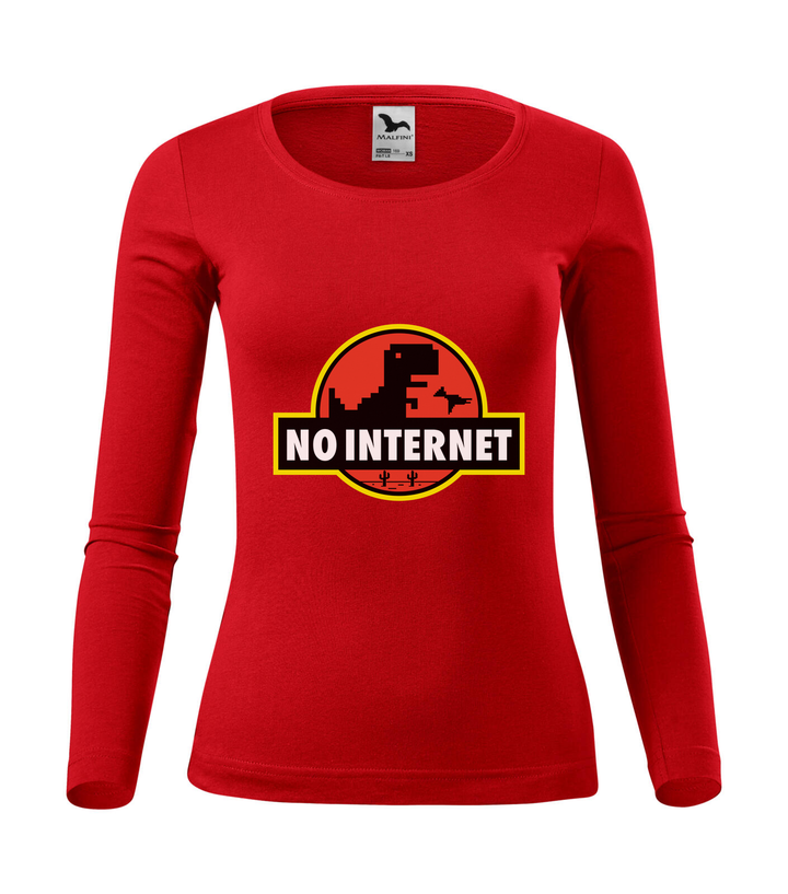 T-Rex - no internet - Hosszú ujjú női póló piros