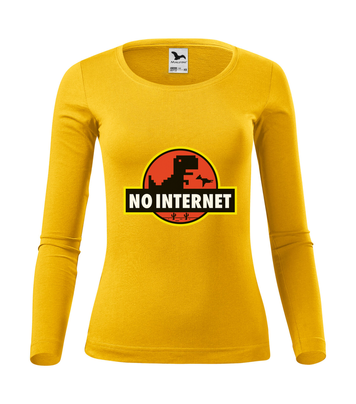 T-Rex - no internet - Hosszú ujjú női póló sárga