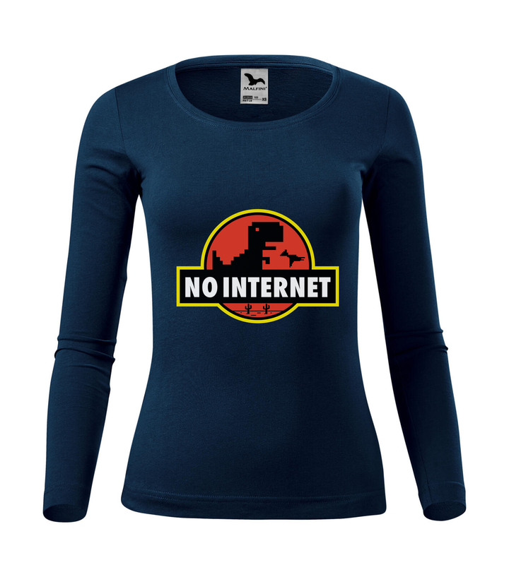 T-Rex - no internet - Hosszú ujjú női póló tengerészkék