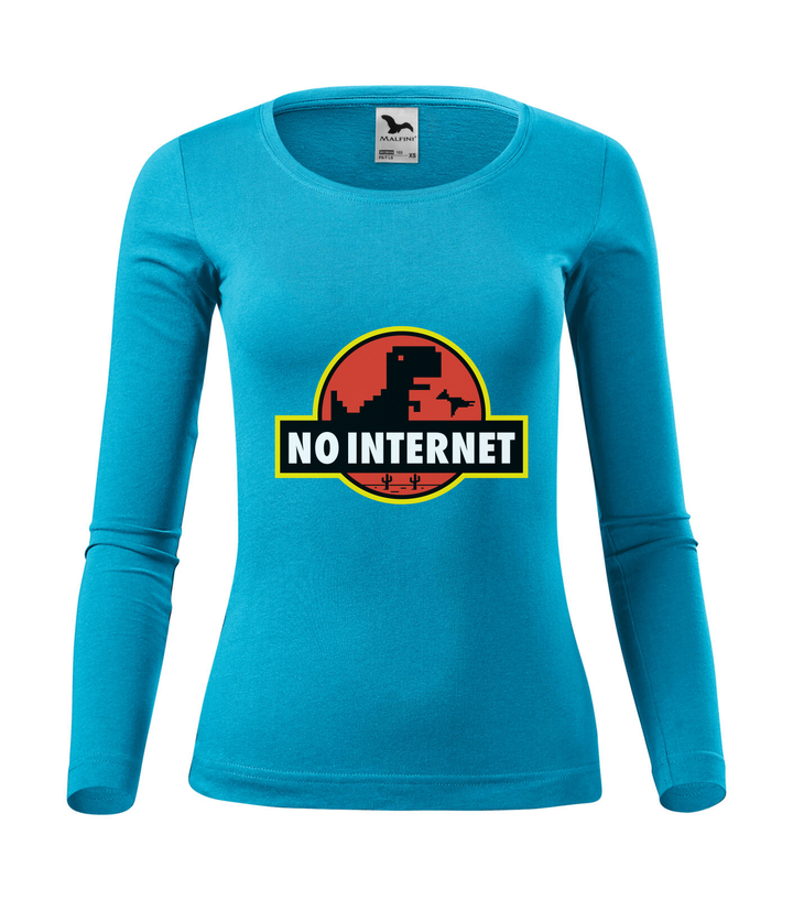 T-Rex - no internet - Hosszú ujjú női póló türkiz