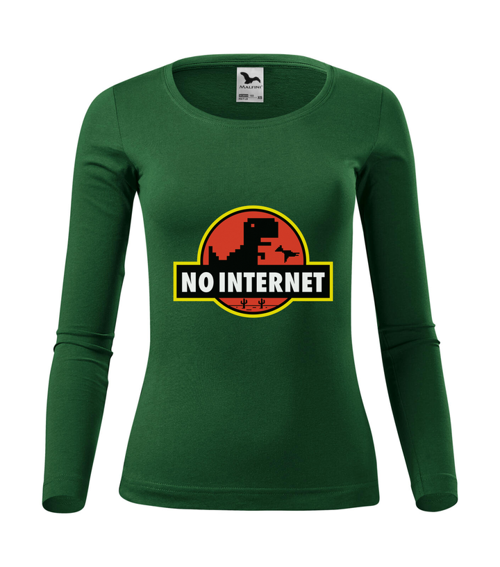 T-Rex - no internet - Hosszú ujjú női póló üvegzöld