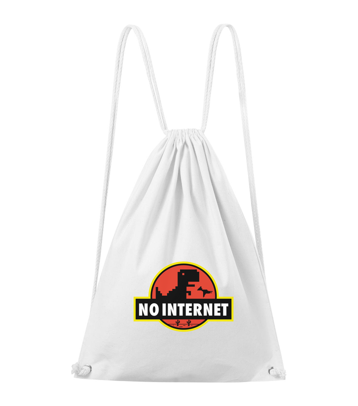 T-Rex - no internet - Pamut hátizsák fehér