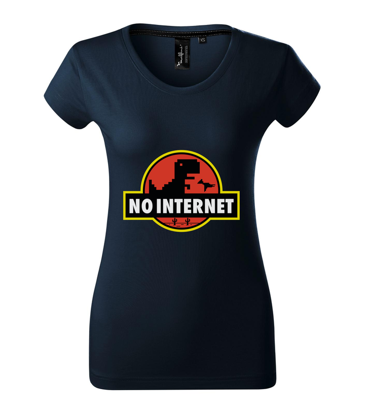 T-Rex - no internet - Prémium női póló tengerészkék