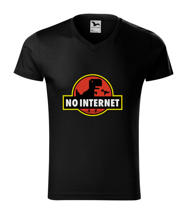 T-Rex - no internet - V-nyakú férfi póló fekete