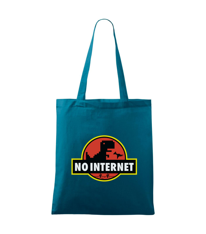 T-Rex - no internet - Vászontáska (42 x 38 cm) petrol kék