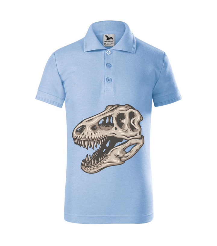 T-Rex koponya - Galléros gyerek póló égszínkék