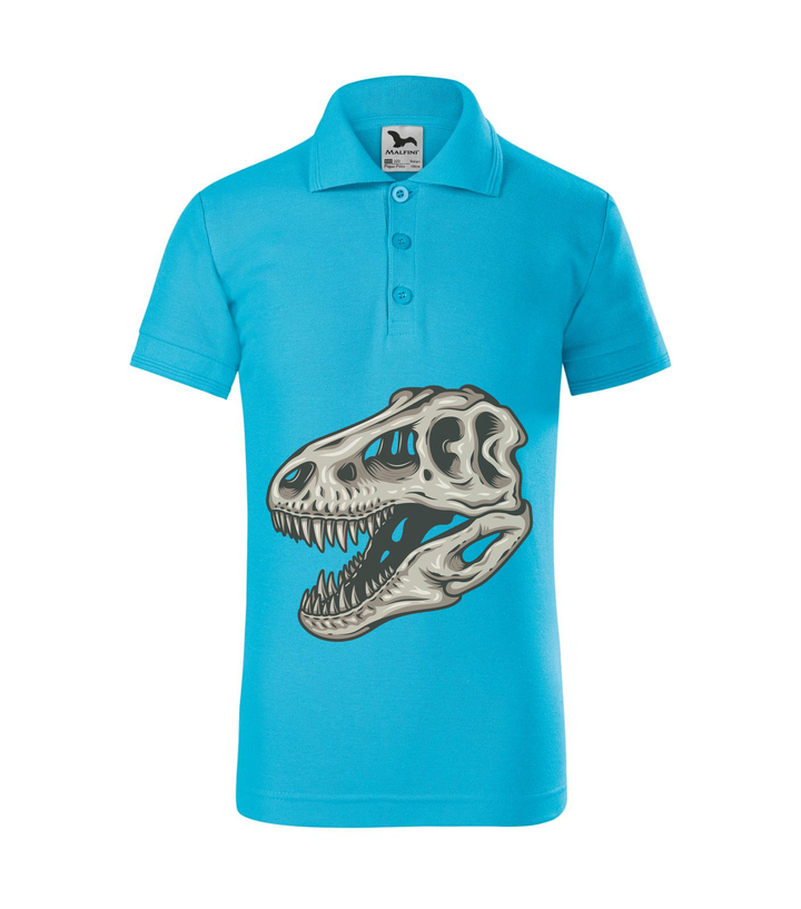 T-Rex koponya - Galléros gyerek póló türkiz