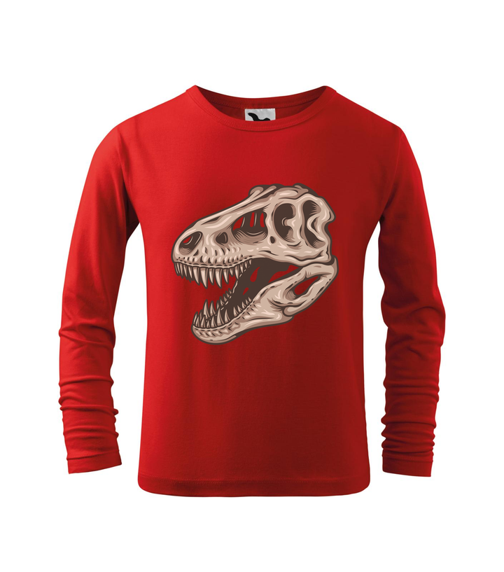 T-Rex koponya - Hosszú ujjú gyerek póló piros