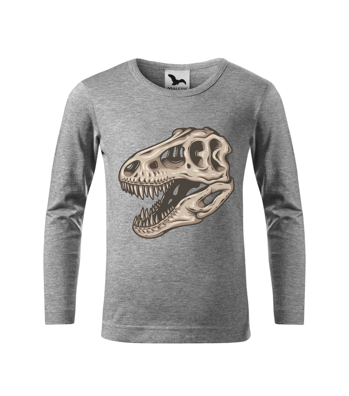 T-Rex koponya - Hosszú ujjú gyerek póló sötétszürke